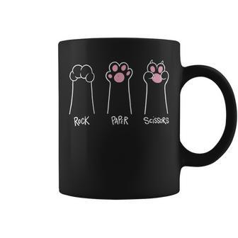 Rock Paper Scissors Cat Paws Hand Game Cat Lovers Coffee Mug - Seseable