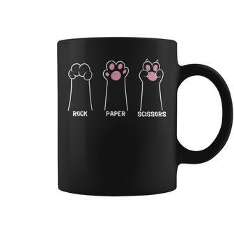 Rock Paper Scissors Hand Game Cute Kitty Paw Cat Coffee Mug - Seseable