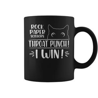 Rock Paper Scissors Throat Punch Cat Lover Cat Mom Cat Dad Coffee Mug - Monsterry DE