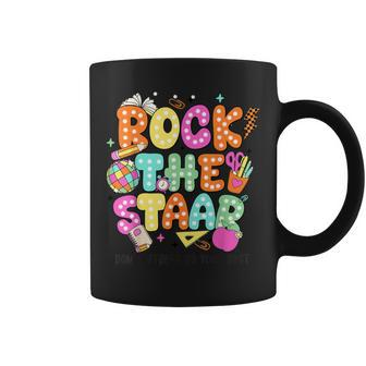 Rock The Test Staar Day Teacher Motivational Testing Day Coffee Mug | Mazezy