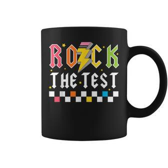 Rock The Test Testing Day Retro Teacher Student Coffee Mug | Mazezy