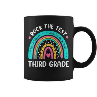 Rock The Test Third Grade Rainbow Test Day Teacher Student Coffee Mug | Mazezy AU