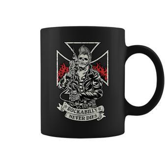 For Rockabillys Never Dies Hipster Skull Coffee Mug - Monsterry