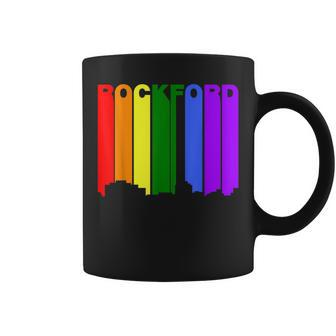 Rockford Illinois Lgbtq Gay Pride Rainbow Skyline Coffee Mug - Monsterry