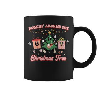 Rockin' Around The Christmas Tree Groovy Retro Coffee Mug - Seseable