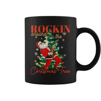 Rocking Around The Christmas Tree Santa Rock And Roll Guitar Coffee Mug | Mazezy