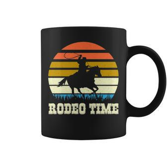 Rodeo Time Vintage Rodeo Time Cowboy Horse Retro Sunset Coffee Mug | Mazezy