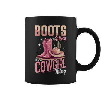 Rodeo Western Country Southern Cowgirl Hat Boots & Bling Coffee Mug - Thegiftio UK