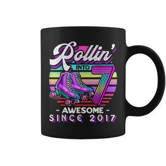 Roller Skating 7Th Birthday Girls Rollin Into 7 Awesome 2017 Coffee Mug | Mazezy