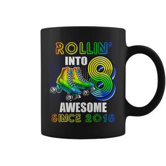 Roller Skating 8Th Birthday Boys Rollin Into 8 Awesome 2016 Coffee Mug - Monsterry DE