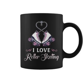 Roller Skating I Love Skating Girl Pink Boots Heart Coffee Mug - Monsterry