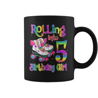 Rollin' Into 5 Roller Skating Rink 5Th Birthday Girls Party Coffee Mug - Seseable