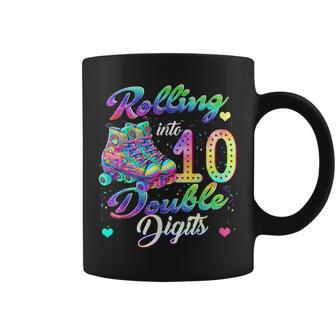 Rolling Into 10 Double Digits Roller Skates 10Th Birthday Coffee Mug | Mazezy