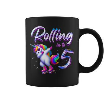 Rolling Into 5 Roller Skating Unicorn 5Th Birthday Party Coffee Mug | Mazezy AU