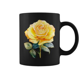 Rose Flower Yellow Floral Coffee Mug - Seseable