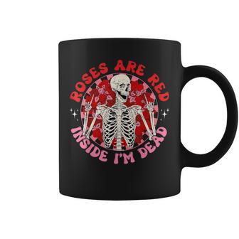 Roses Are Red Inside I'm Dead Skeleton Valentine's Day Coffee Mug - Monsterry