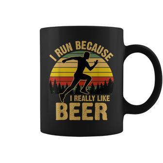 I Run Because I Really Like Beer Vintage Retro Coffee Mug - Monsterry