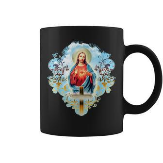 Sacred Heart Of Jesus Christ Vintage Cross Catholic Coffee Mug - Monsterry DE