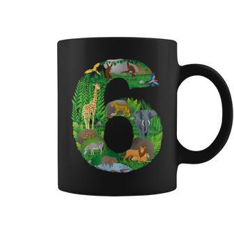 Safari Jungle Zoo Animals Sixth Birthday Number 6 Coffee Mug - Monsterry UK