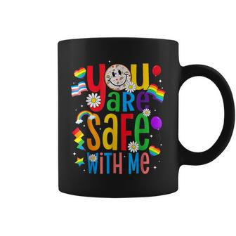 You Are Safe With Me Lgbt Flag Groovy Women Coffee Mug - Monsterry