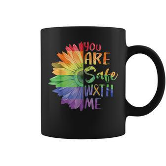 You Are Safe With Me Lgbtq Sunflower Pride Month Coffee Mug - Monsterry CA