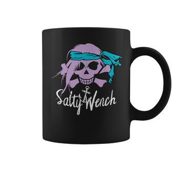 Salty Wench T Girl Pirate Skull Crossbones Anchor Coffee Mug - Monsterry UK