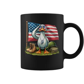 Salute Duck American Usa Flag Memorial Day 4Th Of July Coffee Mug - Monsterry DE