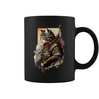 Samurai Cat In Uniform Portrait Painting Samurai Cat Coffee Mug - Thegiftio UK