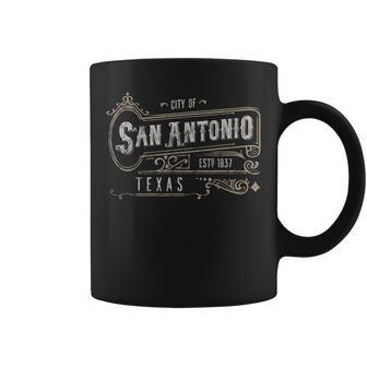 San Antonio Tx Vintage Victorian Style Home City Distressed Coffee Mug - Monsterry CA