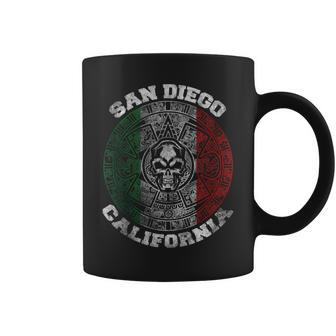 San Diego Aztec Calendar Mayan Skull Mexico Pride Symbol Coffee Mug - Monsterry AU
