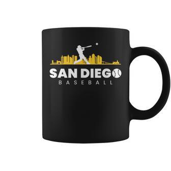 San Diego Baseball Vintage City Skyline Retro Baseball Lover Coffee Mug - Monsterry CA