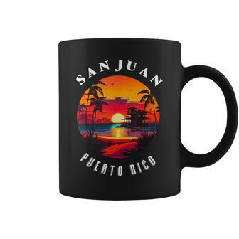 San Juan Puerto Rico Vintage Graphic Retro 70S Sunset Beach Coffee Mug - Seseable