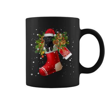 Santa Black Toy Poodle In Christmas Sock Pajama Coffee Mug - Monsterry