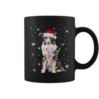 Santa Border Collie Christmas Tree Light Pajama Dog X-Mas Coffee Mug - Seseable