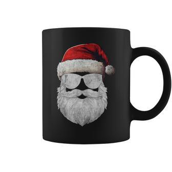 Santa Claus Face Sunglasses Beard & Christmas Hat Xmas Coffee Mug | Mazezy