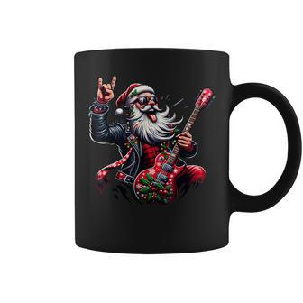 Santa Claus Guitar Player Rock & Roll Christmas Coffee Mug - Seseable