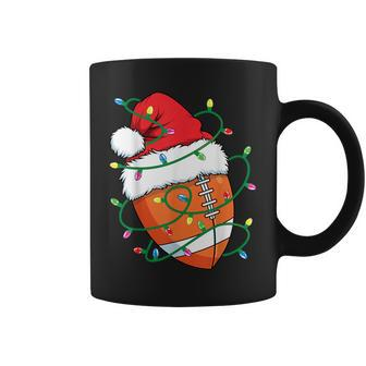 Santa Football Sports Ball Boys Christmas Xmas Lights Coffee Mug | Mazezy