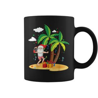 Santa Hawaiian Christmas Palm Tree Lights Xmas Coffee Mug - Seseable