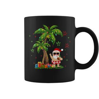 Santa Hawaiian Christmas Palm Tree Lights Xmas Coffee Mug - Monsterry UK