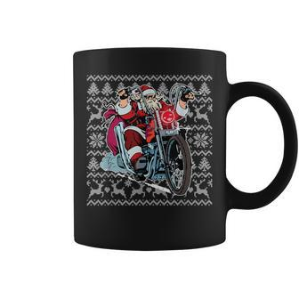Santa On Motorcycle Ugly Christmas Sweater Coffee Mug - Monsterry UK