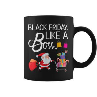Santa Pushing Shopping Cart Black Friday Like A Boss Happy Coffee Mug | Crazezy