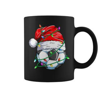 Santa Soccer Sports Ball Boys Christmas Xmas Lights Coffee Mug | Mazezy UK