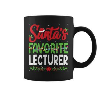 Santa's Favourite Lecturer Christmas Santa Hat Lights Coffee Mug - Monsterry