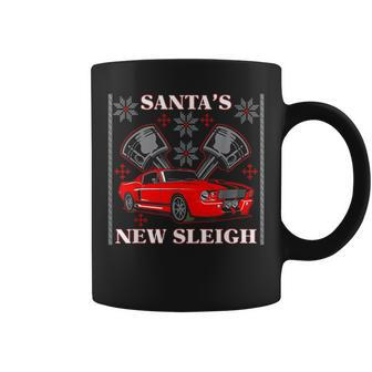 Santa's New Sleigh Muscle Car Ugly Christmas Coffee Mug - Monsterry