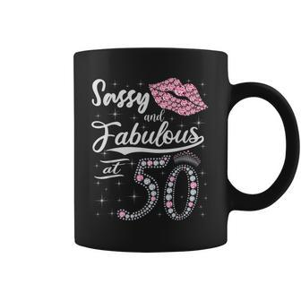 Sassy And Fabulous At 50 50Th Pink Crown Lips Birthday Coffee Mug - Thegiftio UK