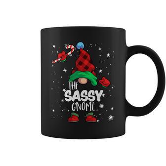 Sassy Gnome Red Buffalo Plaid Matching Family Christmas Coffee Mug - Monsterry DE