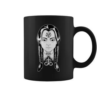 Satanic Goth Punk Girl Mall Goth Creepy Devil Pentagram Rock Coffee Mug - Monsterry