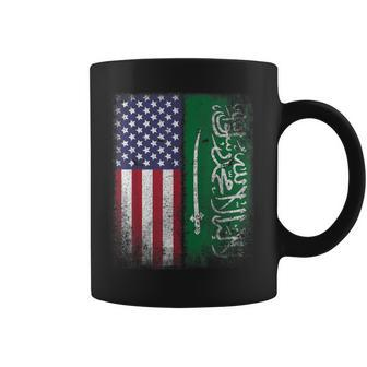 Saudi Arabia Usa Flag Arabic Logo National Pride Coffee Mug - Monsterry DE