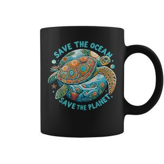 Save The Ocean Save The Planet Cute Sea Turtle Coffee Mug | Mazezy