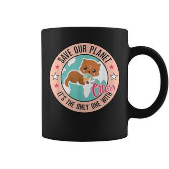 Save Our Planet Otter Baby With Fish Otter Coffee Mug - Monsterry AU